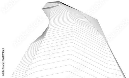 Architecture building 3d. Concept sketch.