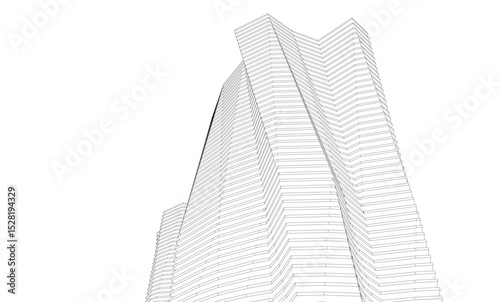 Architecture building 3d. Concept sketch.