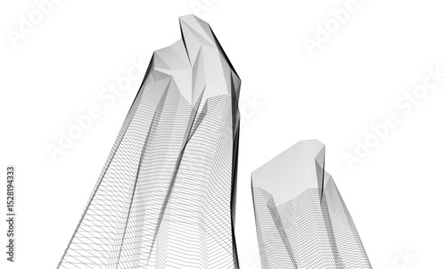 Architecture building 3d. Concept sketch.