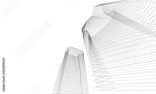 Architecture building 3d. Concept sketch.
