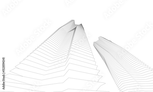 Architecture building 3d. Concept sketch.