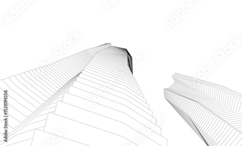 Architecture building 3d. Concept sketch.