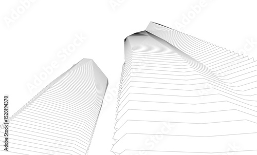 Architecture building 3d. Concept sketch.
