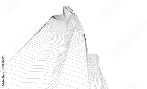 Architecture building 3d. Concept sketch.