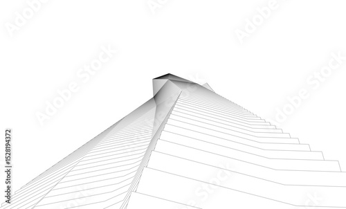 Architecture building 3d. Concept sketch.