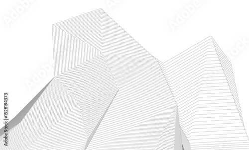 Architecture building 3d. Concept sketch.