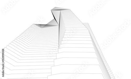 Architecture building 3d. Concept sketch.