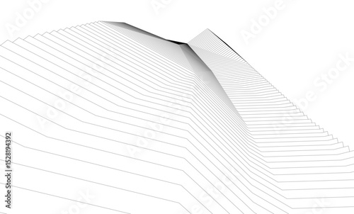 Architecture building 3d. Concept sketch.
