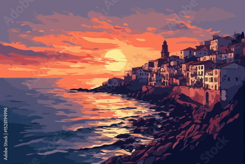 sunset over the harbour in portugal