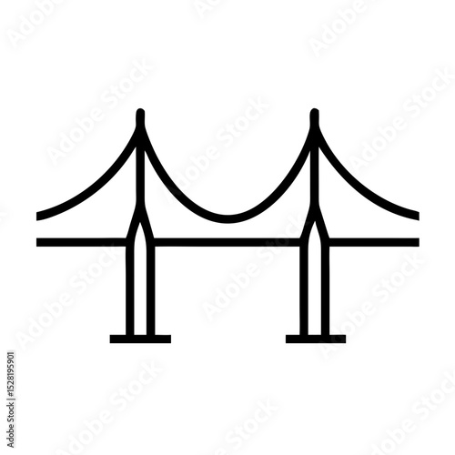 Suspension Bridge Icon Simple Line Art Design for Infrastructure Projects