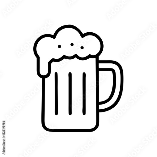Refreshing Beer Mug Illustration  A Crisp Outline Drawing of a Frothy Beer