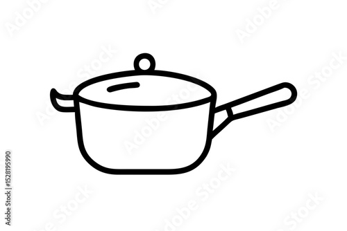 Simple Line Drawing of a Cooking Pot with Lid and Handle