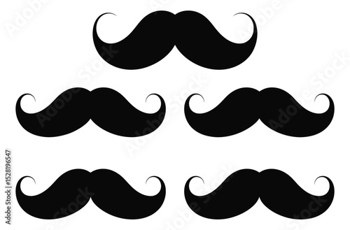 Moustache silhouette pack – black vector icons in various styles

