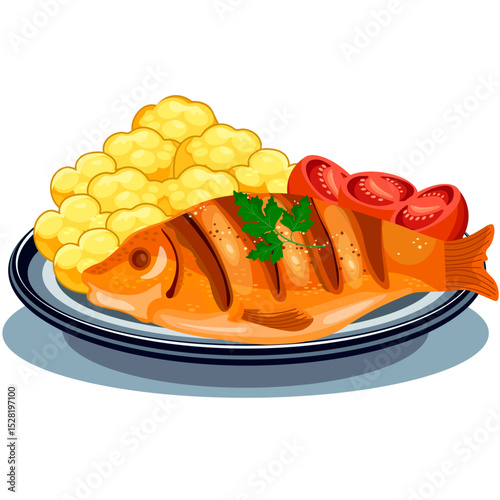 fried fish with garnish on a plate
