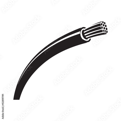 fiber optical cable Vector black silhouette. with white background