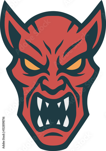 Vector of red demon face mascot. 