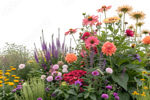 A Vibrant Garden Displaying Nature's Beautiful Hues, isolated on transparent background, AI generative 