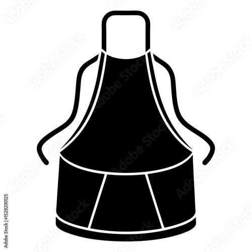A black apron with pockets is isolated on white background