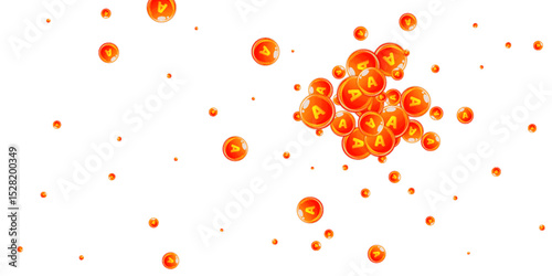 Vitamin A round capsules scattered randomly.