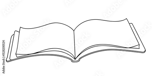 An open book with blank pages is isolated on white background