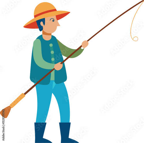 fisherman with fishing rod