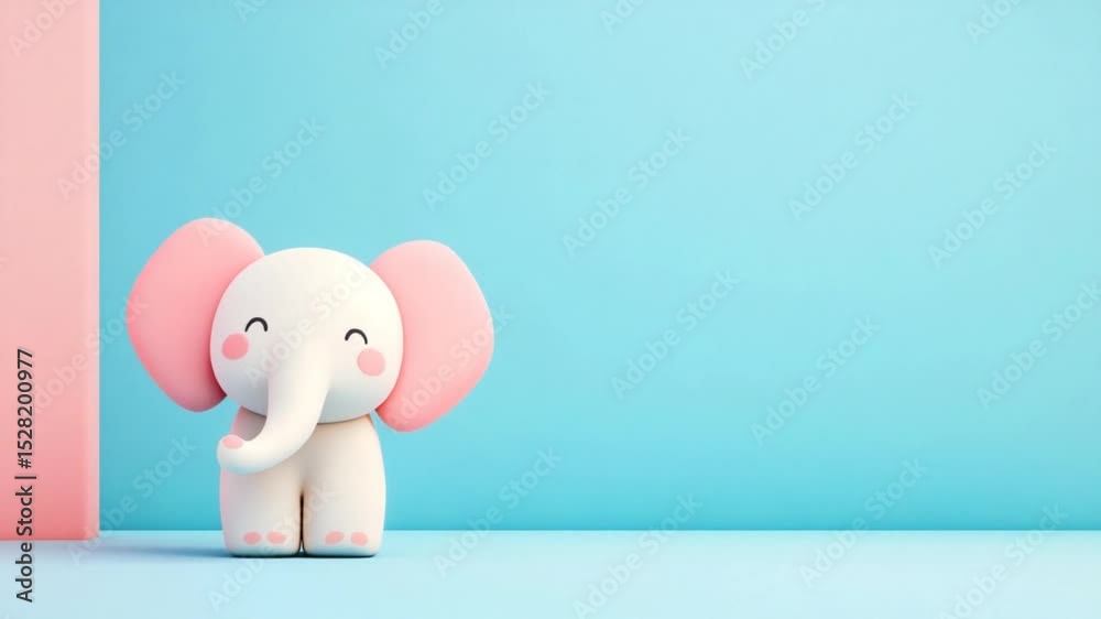 Cute cartoon elephant figurine standing on a pastel background with soft colors and minimalistic design Cute cartoon elephant figurine standing on a pastel background with soft colors and minimalistic design