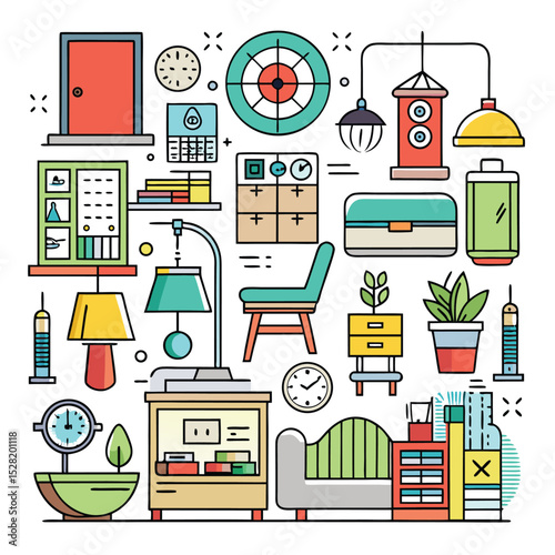 interior-line-art-vector-icons-colorfull