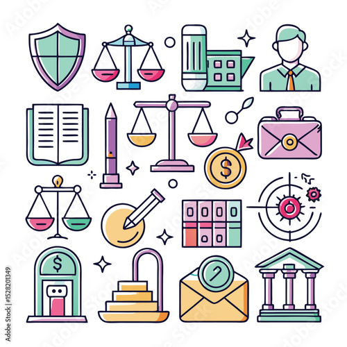 law-line-art-vector-icons-colorful-bundle