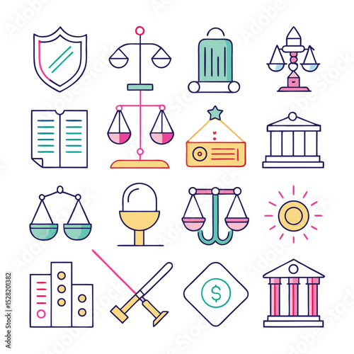law-line-art-vector-icons-colorful-bundle