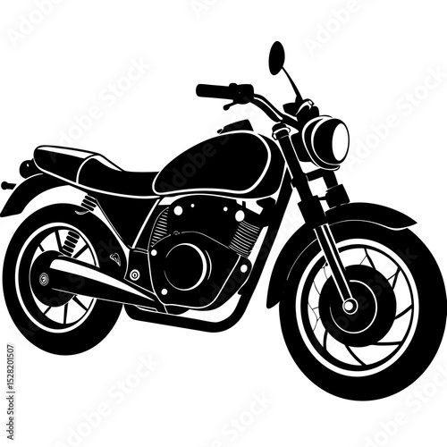 A classic motorcycle silhouette is isolated on white background