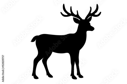 A deer silhouette is isolated on white background