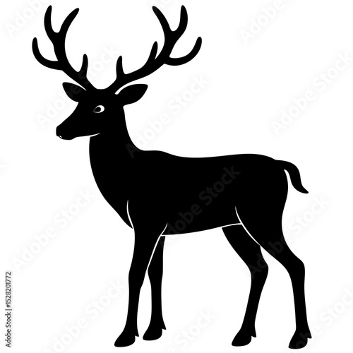A black silhouette of a deer isolated on white background