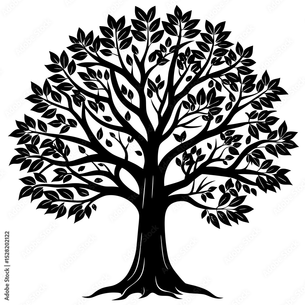 Obraz premium Black tree silhouette isolated on white background