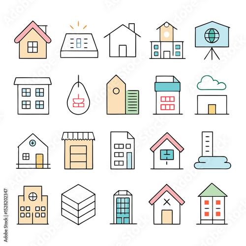 real-estate-line-art-vector-icons-colorfull