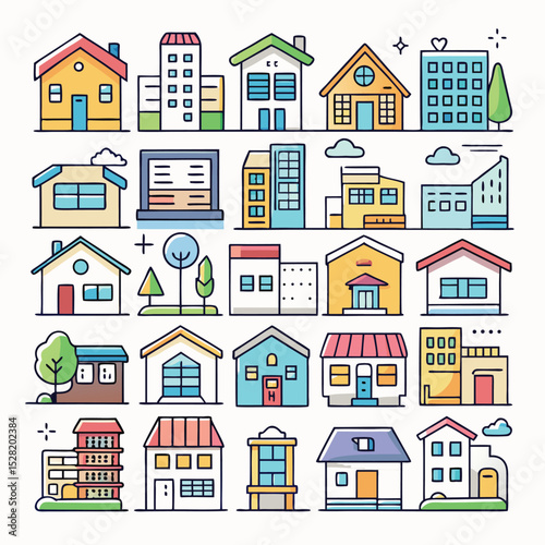 real-estate-line-art-vector-icons-colorfull