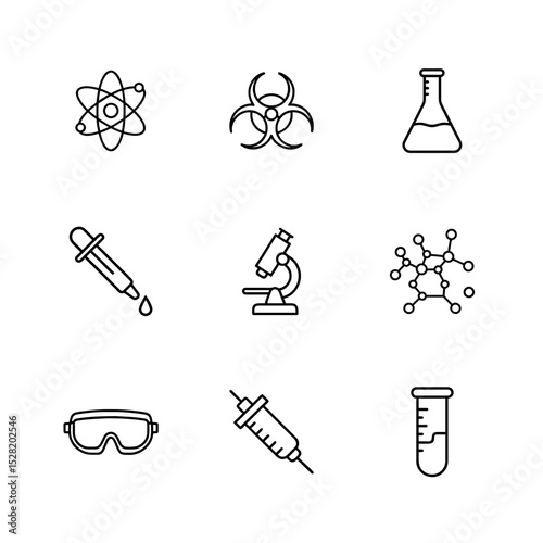 medical icons set line art 