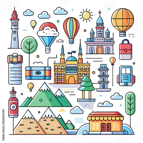 travel-line-art-vector-icons-colorful