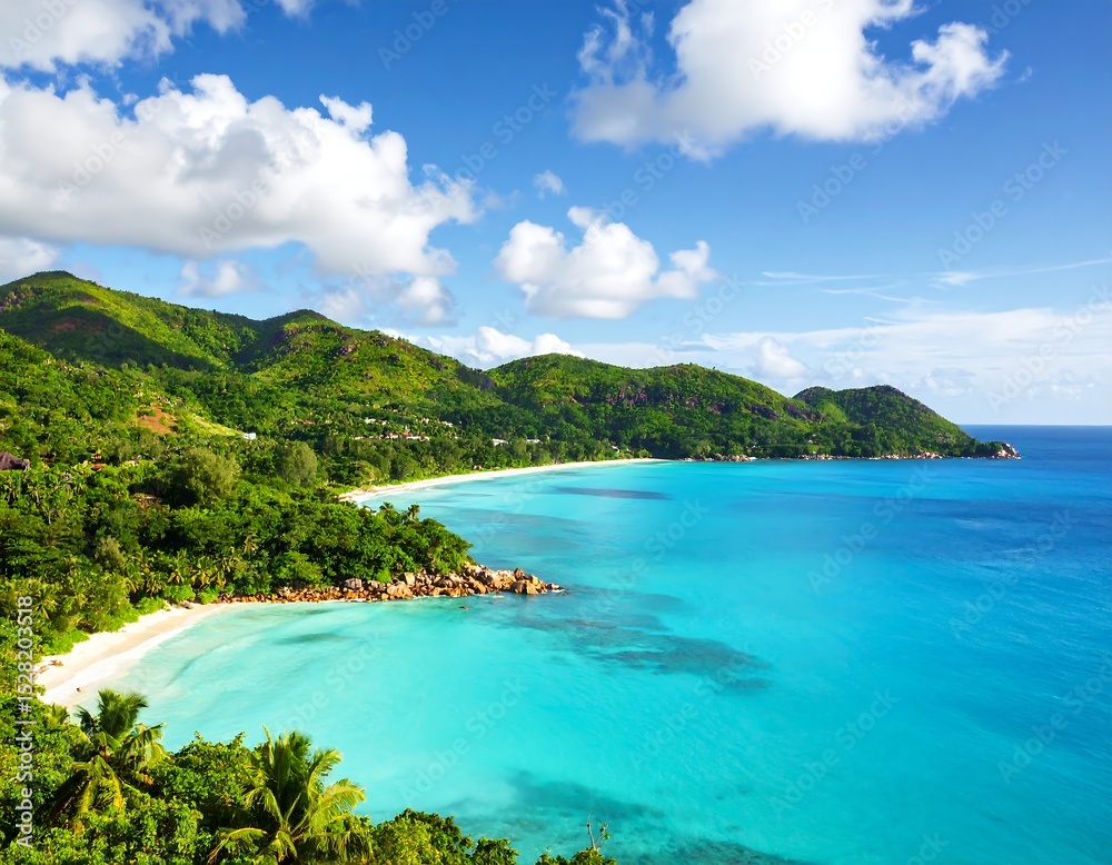 Fototapeta premium Tropical beach with turquoise ocean. (1)
