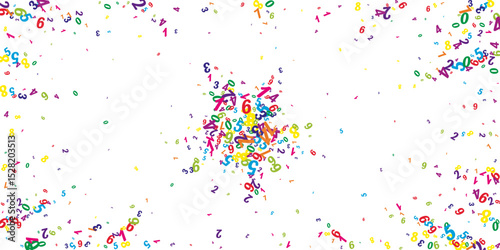 Falling colorful numbers. Math study concept with