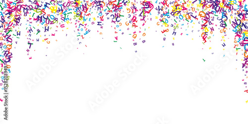 Flying latin letters. Colorful childish scattered