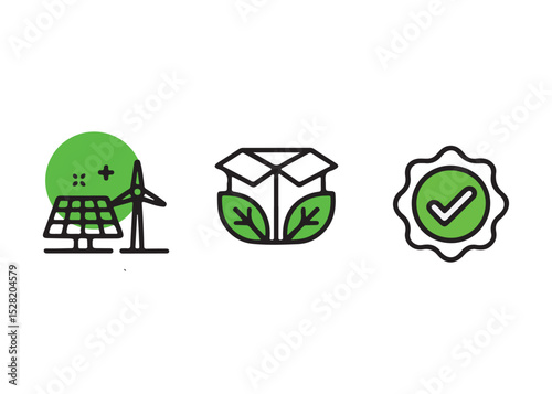 Eco-Friendly Packaging and Renewable Energy Illustration