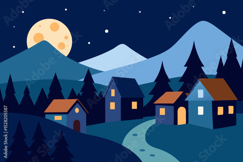 winter landscape with houses