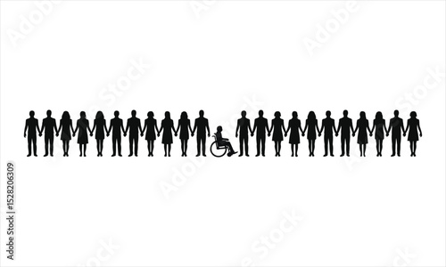 Silhouettes of people holding hands inclusivity concept