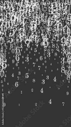 Scattered numbers. White chalk digits flying