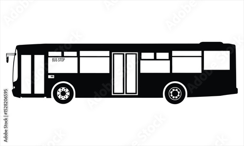 Black silhouette of a city bus side view
