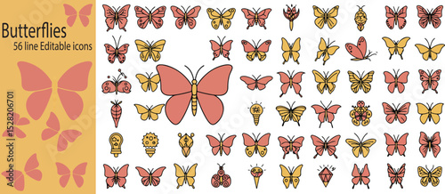 Butterflies Collection – Isolated Insects in Nature with Vibrant Wings for Spring and Summer Designs