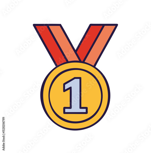 Gold Medal with Number 1 – Symbol of Victory, First Place, Achievement Award