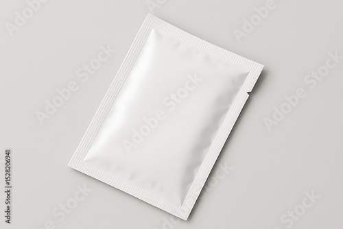 Blank white sachet packet mockup on gray background