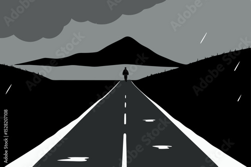 Road to success: An empty asphalt highway winds through a mountain landscape, symbolizing the future path of business travel