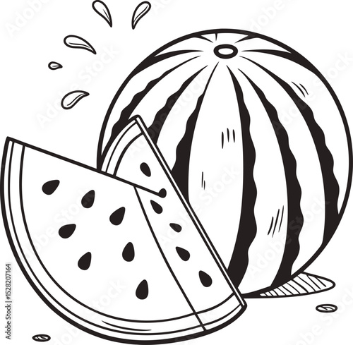 A delightful vector illustration of a watermelon and apple, perfect for food and Christmas designs